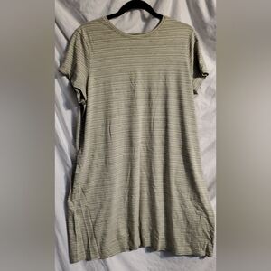 Pure Jill XL Striped Short-Sleeve T-Shirt Midi Dress Shades Of Green